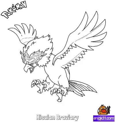 Free printable Hisuian Braviary Coloring Page - Free Printable Pokemon Coloring Sheets coloring page